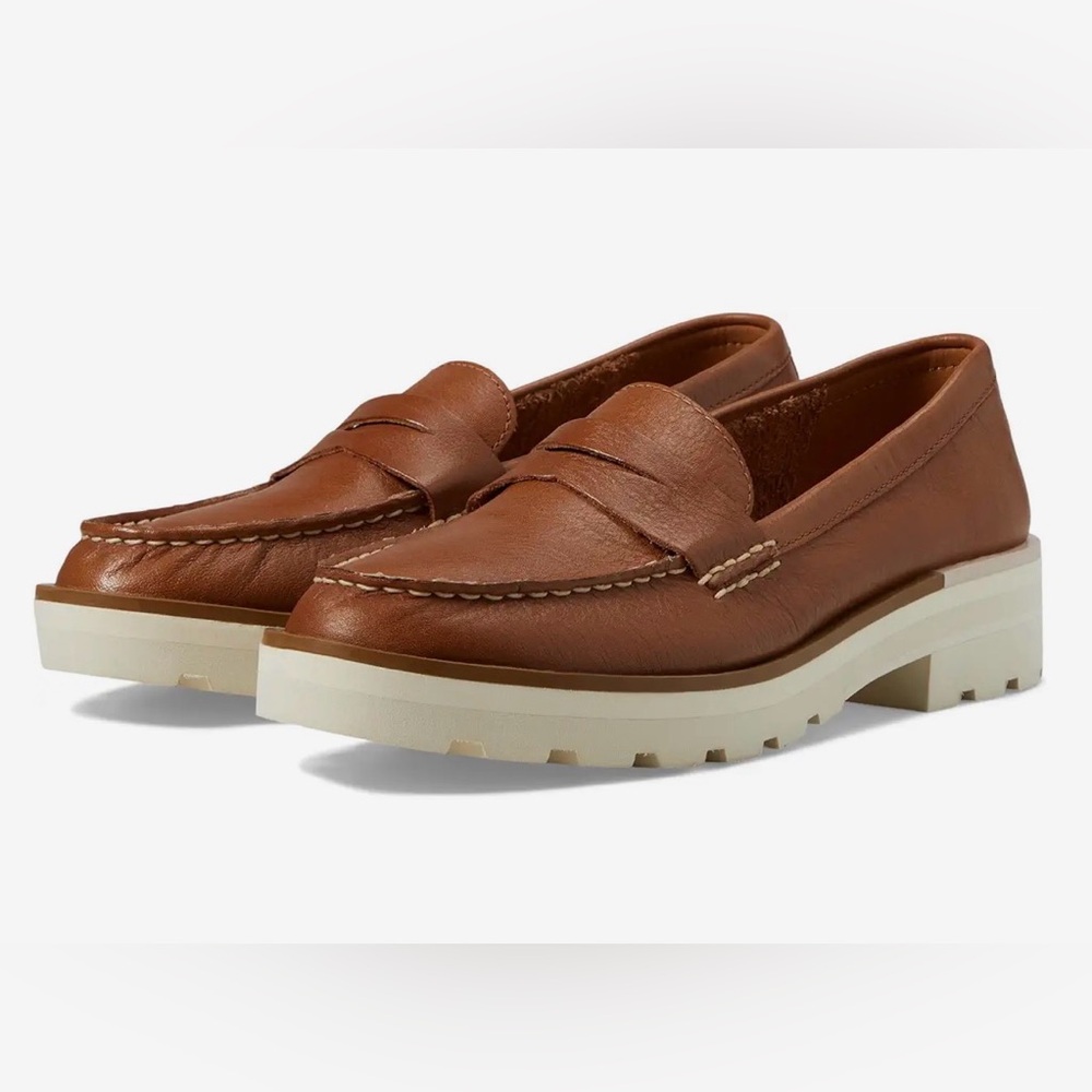 Sperry Tan Leather Slip-On Shoes Chunky Penny Tan